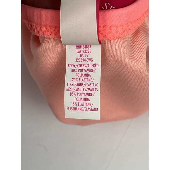 Victoria Secret Coral Orange One piece Swim Suit Ruffle Strap Sz L - Picture 10 of 11